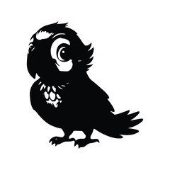 Charming Owl Silhouette: A whimsical owl silhouette stands proudly. Its big eyes and bold outline create a fun, artistic visual, suitable for various design applications.