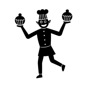 Fototapeta funny comedy face baker full body cartoon character