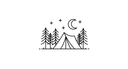 Camping Tent Icon – Outdoor Adventure Forest Night Symbol