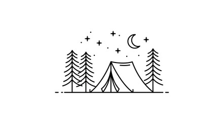 Camping Tent Icon – Outdoor Adventure Forest Night Symbol