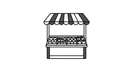 Market Stall Icon – Fresh Fruit Vegetable Shop Symbol