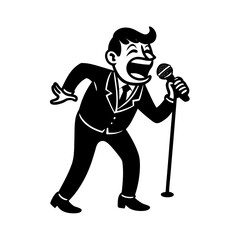 funny comedy face singer full body cartoon vector art