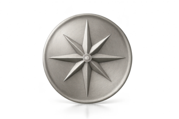 Elegant silver compass rose symbol isolated on transparent background design