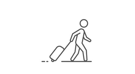 Traveler Icon with Suitcase – Minimal Line Art Symbol
