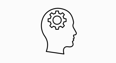 Head with Gear Icon – Mindset Intelligence Innovation Symbol