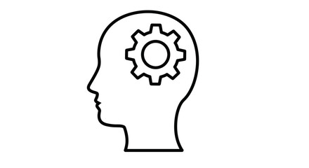 Head with Gear Icon – Mindset Intelligence Innovation Symbol