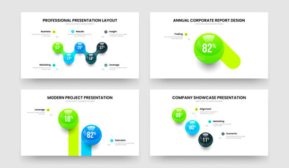 Modern Showcase Five One Two Three Element Chart Slide Design Vector Illustration Collection. Visual Visualization 5 1 2 3 Step Diagram Presentation Layout Set.
