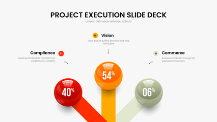 Minimalist Innovation Three Element Chart Frame Design. Creative Showcase Slide Layout Vector Illustration. Clean Planning 3 Option Diagram Slideshow Template.