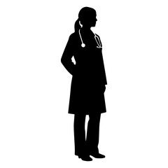 Female doctor standing vector silhouette