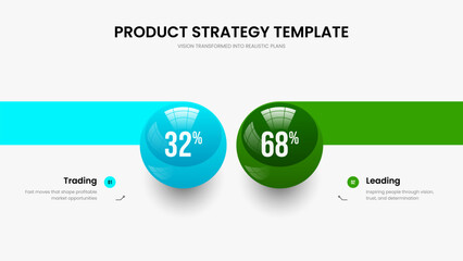 Corporate Growth 2 Option Diagram Slide Layout. Modern Strategy Frame Design Vector Illustration. Service Development Two Element Chart Slideshow Template.