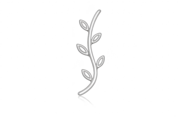 Stylized silver leafy branch illustration isolated on transparent background