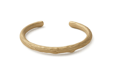 Stylish wooden texture cuff bracelet isolated on transparent background, studio