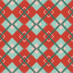 Seamless geometric shape pattern design in woven fabric style with Christmas color theme. For artwork design, background, fabric pattern and gift wrapping paper.