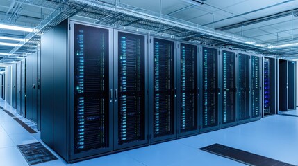 Row of Servers in a Modern Data Center