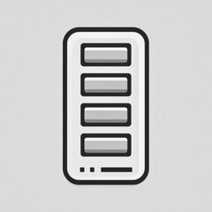 Battery full icon, minimalist 3D style, in white and gray, representing power and energy with copy space