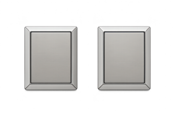 Two modern silver electrical light switches isolated on transparent background