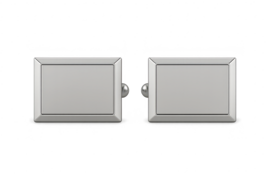 Two blank silver rectangular frames isolated on transparent background