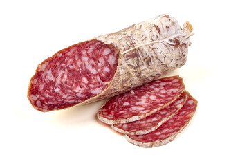 Fuet Salami, isolated on white background