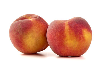 Two Ripe Peaches, isolated on white background