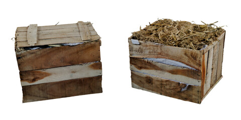 wooden crates on white background
