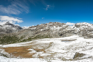Autumn landscape in the Central Alps, Bernina range, Valmalenco