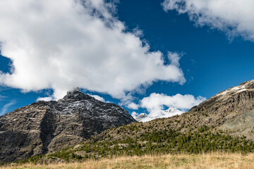 Sasso Nero peak in Valmalenco, Alps landscape in the autumn season