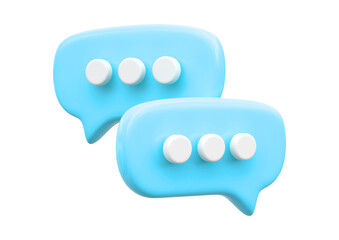Blue speech bubble isolated on transparent background render