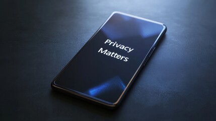 Smartphone with Glowing Screen Showing Editable Privacy Matters in Professional Stock Composition