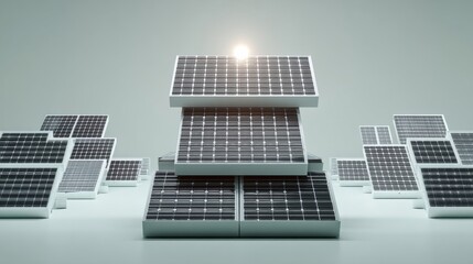 Solar panels arranged showcasing residential rooftop installations and industrial scale units,