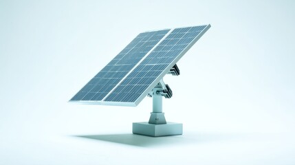 Solar panel mounted on a metal stand for professional product representation with plain white background highlighting cl