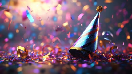 Party Hat Amidst Confetti Celebrating New Years Eve