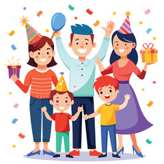 Fototapeta premium A Vibrant And Festive Birthday Graphic With Balloons Flowers And Flourishes