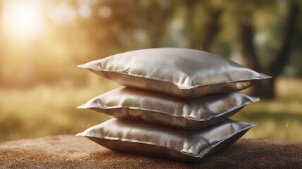 Stack of Shiny Gold Square Foil Packets in Close Up