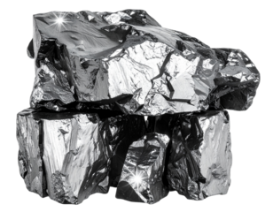  Pile of Shiny Aluminum Ore Rocks with Reflective Surfaces, Isolated PNG