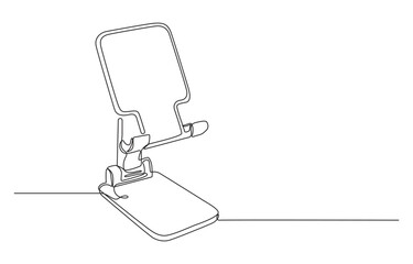 Minimalist Line Art of a Modern Smartphone Stand, Phone stand in single line art. Minimalist Line Art of an Adjustable Phone Stand, Foldable Phone Stand Line Art