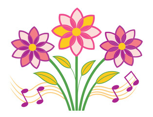 Obraz premium Floral bouquet with musical notes a harmonious blend of nature and art