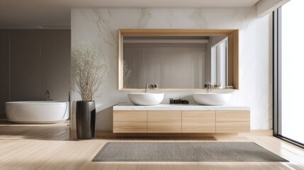 Modern Spacious Bathroom with Elegant Design and Natural Light