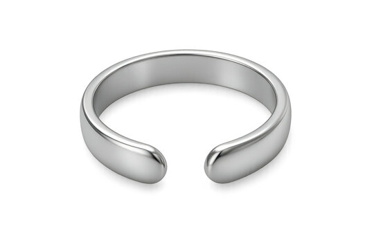 Elegant adjustable silver toe ring isolated on transparent background view