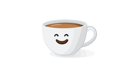 Happy Coffee Mug Embracing Joyful Moments in a Cozy Cafe Illustration