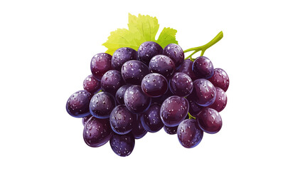 Fresh Grapes Bunch, Nature Scene, Food Illustration, Vibrant Colors, Flat Design Style