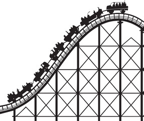  roller coaster ride and Ferris wheel high in the city sky