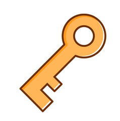 Orange Simple Key Icon Illustration Isolated on White Background