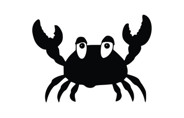 Cute Crab silhouette : Playful Crab silhouette against the backdrop, a simplistic, high-contrast illustration of a charming crustacean ready to capture imaginations and add a splash of whimsy.