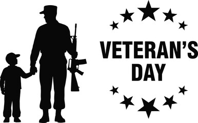 Veteran's day thank you military service silhouette illustration