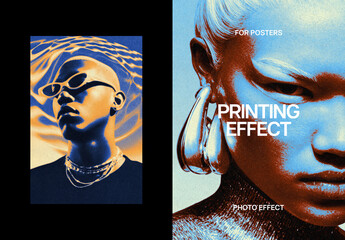 Acid Risoprint Poster Photo Effect Mockup