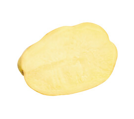 A tuber half of raw potato isolated  with clipping path in png file format