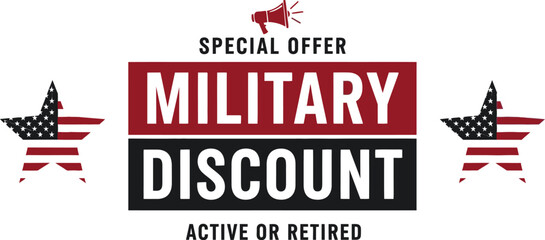 Military discount for active and retired service members offer