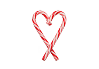 Candy cane heart red and white stripes christmas holiday sweet treat festive decoration isolated on transparent background