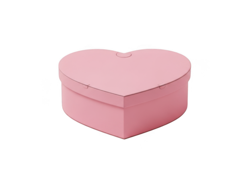 Pink heart shaped gift box present valentine's day romance love celebration birthday anniversary special occasion isolated on transparent background