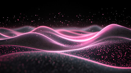 Soft pink mesh gradient glowing on a deep black background, resembling dawn light breaking through darkness, emanating gently from the right side for an elegant abstract effect.